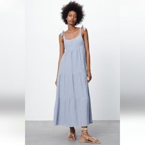 BNWT! Zara blue tiered cotton dress